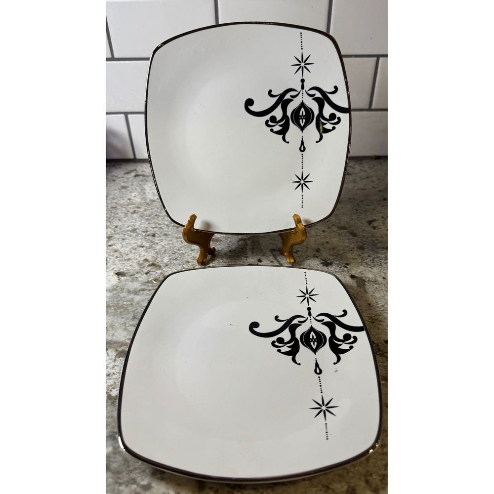 Target Holiday 08 Arctic Solstice Square Appetizer Plates Set of 2 Black White